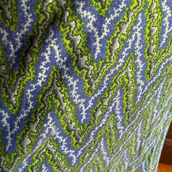 Y2K Vintage FREE PEOPLE | Blue and Green V Neck Fit and Flare Dress Extra Small - Picture 3 of 6